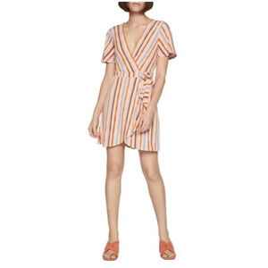 BCBGeneration Riviera Striped Wrap Dress‎ L